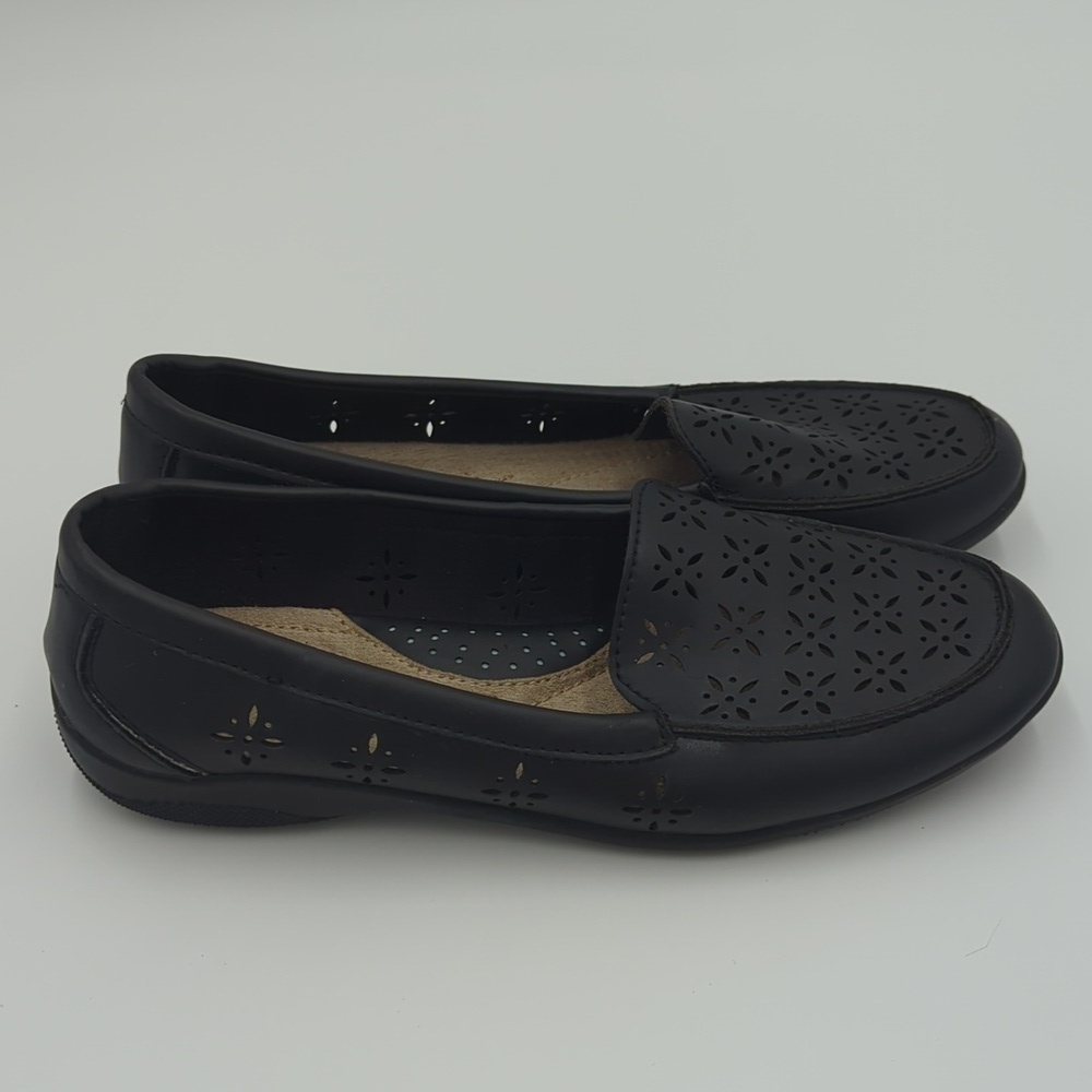 4/$20 Basic Editions Women's Black Loafers Flat coastal grandma 8 casual Comfort